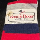 Bonnie Doon Knee Hi   s Socks Striped Red Blue Grey Orlon Women Sz 9-11 New Socks