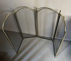 Vtg 4 Panel Arch Fireplace Screen Black Mesh Brass Accents 32  High X 52  Wide