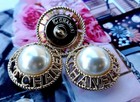 4 Pcs Chanel Cc Logo Stamped Gold Tone Pearl Round Buttons 20mm Set Of 4