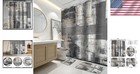 Complete Black   Grey Abstract 4-piece Bathroom Shower Set With Cushioned Rugs