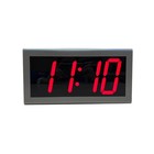 Digital Poe Clock  Red Led   Stainless Steel Case  Black Glass Screen
