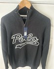 Nwt Men   s Polo Ralph Lauren Spellout Cotton Half-zip Black Sweater Size M