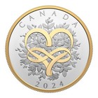 Celebrate Love 2024 Canada 1oz  9999 Pure Silver  20 Coin W Yellow Gold Plating