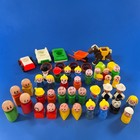 Vtg Fisher-price Little People Figures Rare Wood Body   Head   Wood Plastic Lot