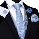 Men s Formal Wedding Vest Tie Set 7pcs Paisley Waistcoat Bow Tie Hanky Cufflinks