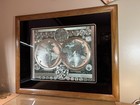 Vintage Framed Double Hemisphere World Map Wall Art     Latin Text     31   x25   