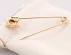 14k Yellow Gold Plated Safety Pin Diamond Brooch  0 05ctw Diamonds 