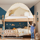 Toddler Bed Tent Canopy  Lights   Flags Indoor Floor Bed Kids Tent Playhouse - P