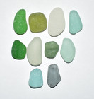 10p  Genuine Sea Glass Lime Olive Green Seafoam Blue White Real Beach Glass Rare