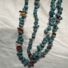 Turquoise   Coral Multistrand Beaded Statement Necklace Native American Style