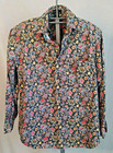 Vintage Casbah 90 s Shirt Black Flowers Floral Button Up Long Sleeves Mens Med