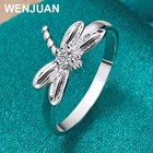 925 Sterling Solid Silver Dragonfly Necklace Bracelet Earring Ring Jewelry Set
