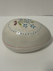 Vtg Ceramic Egg Flowers Trinket Candy Dish Hand Painted Kitsch Easter Decor