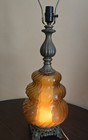 Vintage Amber Swirl Glass Night Light Table Lamp 31    3-way Hollywood Regency