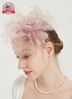 Fascinator Headband Women Flower Mesh Feathers Hair Clip For Wedding Party