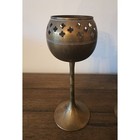 Vintage Set Of Two Solid Brass Candle Holders Graduated Height