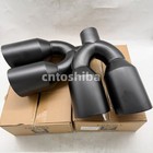 Black 2 5  In Quad Dual Wall Staggered 4  Out Bevel Stainless Steel Exhaust Tips