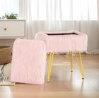 Pink Velvet Tufted Storage Ottoman Square Alloy Steel Legs 300 Lb Capacity
