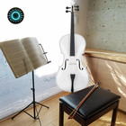 Full Size 4 4 Acoustic Cello White Set W  Bow Bag Rosin Bridge For Beginners New