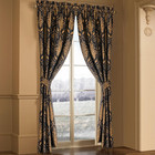 Luxury Black Damask Curtains For Bedroom  Textured Lined Jacquard Curtains 2 Pan