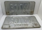 Oregon License Plate Obsolete - Pair Of Blue   Yellow Ham Radio W7ce 1974 Tags