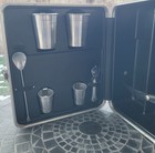 Vtg Platt Portable Travel Bar Hard Case W key 3 Liquor Cocktail Bottle Storage