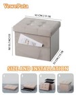 Folding Storage Ottoman Foot Stool Tufted Ottoman With Velvet White Brown