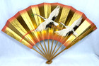 Japanese Mai Ogi Dance Fan Gold Cranes 21 5    Nihon Buyo Folding Fan W  Box H