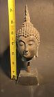 Antique Bronze Thai Buddha Head Face Statue With Stand