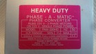 Phase-a-matic   Phase Converter  Single To Three Phase  Pam-200hd  3 4 - 1-1 2hp