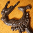 Mermaid Double Hook Sign Hanger Nautical Beach Home Rustic Cast Iron Decor New