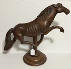 Vintage Wooden Handcrafted Horse Large Heavy 12lb    2ft High 28  Long On Stand