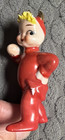 Vintage 1950s Red Devil Pixie Elf Figurine Gold Horns Halloween