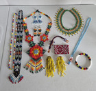 Beaded Necklace Bracelet Lot Embera Huichoi Seed Native Southwest Africa Mexico