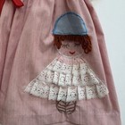 Vintage Girls Dress Pinafore Lace Toddler Sz 12-18 M Red White Embroidered