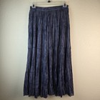 Vtg Circle T Semi-sheer Skirt L Blue Gray Marilyn Lenox Western Crinkle Maxi