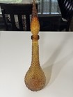 Vintage Empol Amber Glass Genie Empty Bottle With Topper Diamond Point Mcm 22 