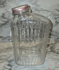 Vintage Ribbed Glass Refrigerator Water Bottle W  Red Metal Lid C1930s