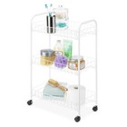 Good Furniture  Whitmor 3-tier Slim Wire Rolling Cart - White