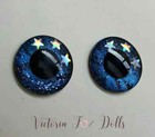 Blythe Doll Blue Metallic Glitter Eyechips Star Eye Chips 14mm Ooak Custom Furby