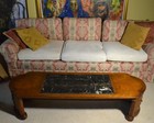 French Louis Xv Victorian Style Carved Wood Marble Top Inlay Coffee Table Long