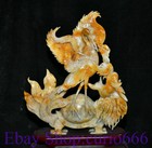 17  China Natural Xiu Jade Carving Feng Shui Dragon Turtle Crane Luck Statue