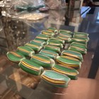 Lot Of 26 Old Green Striped Melon African Trade Beads Multicolor Venetian Style