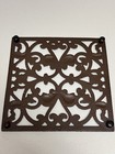 Decorative Vintage Footed Cast Iron Trivet Square 7   x7    Ornate Farmhouse