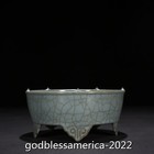 7  China Antique Porcelain Song Guan Kiln Green Glaze Five Foot Pen Wash