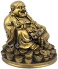 5 Inch Laughing Buddha Figurine Statue Gifts Online Sitting On Lucky Money Coins