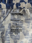 Sonoma Size Large The Everyday Tee Blue White Short Sleeve V Neck Top Nwt