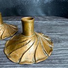Vintage Mid-century Modern Hammered Copper Swirl Candlestick Holders - Pair
