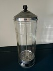 Vintage Barbicide Disinfectant Glass Jar Container King Research Inc -11  Tall