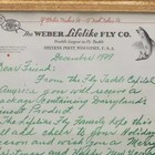 Vintage 1939 Weber Lifelike Fly Co Christmas Letter Framed Fly Fishing Ad